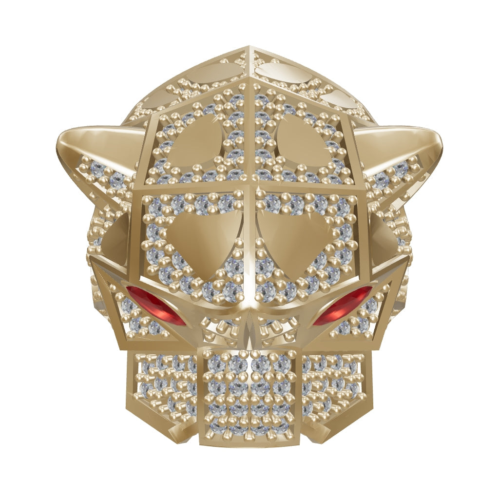 Panther Form Stone Ring in 14K Gold