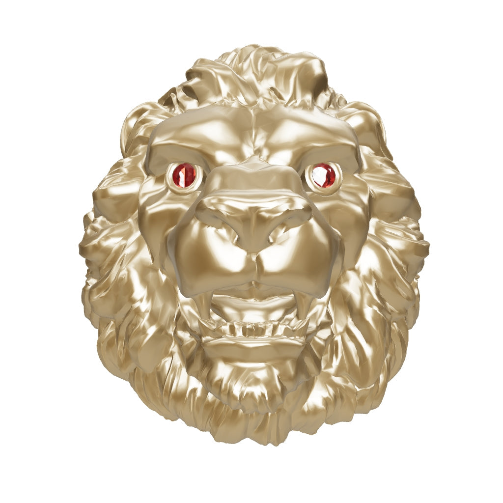 Lion Head Sculptural Form Ring in 14K Gold