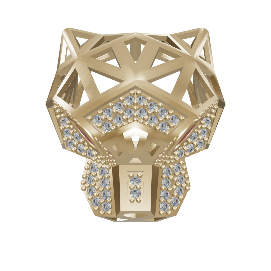 Geometric Panther Ring in 14K Gold