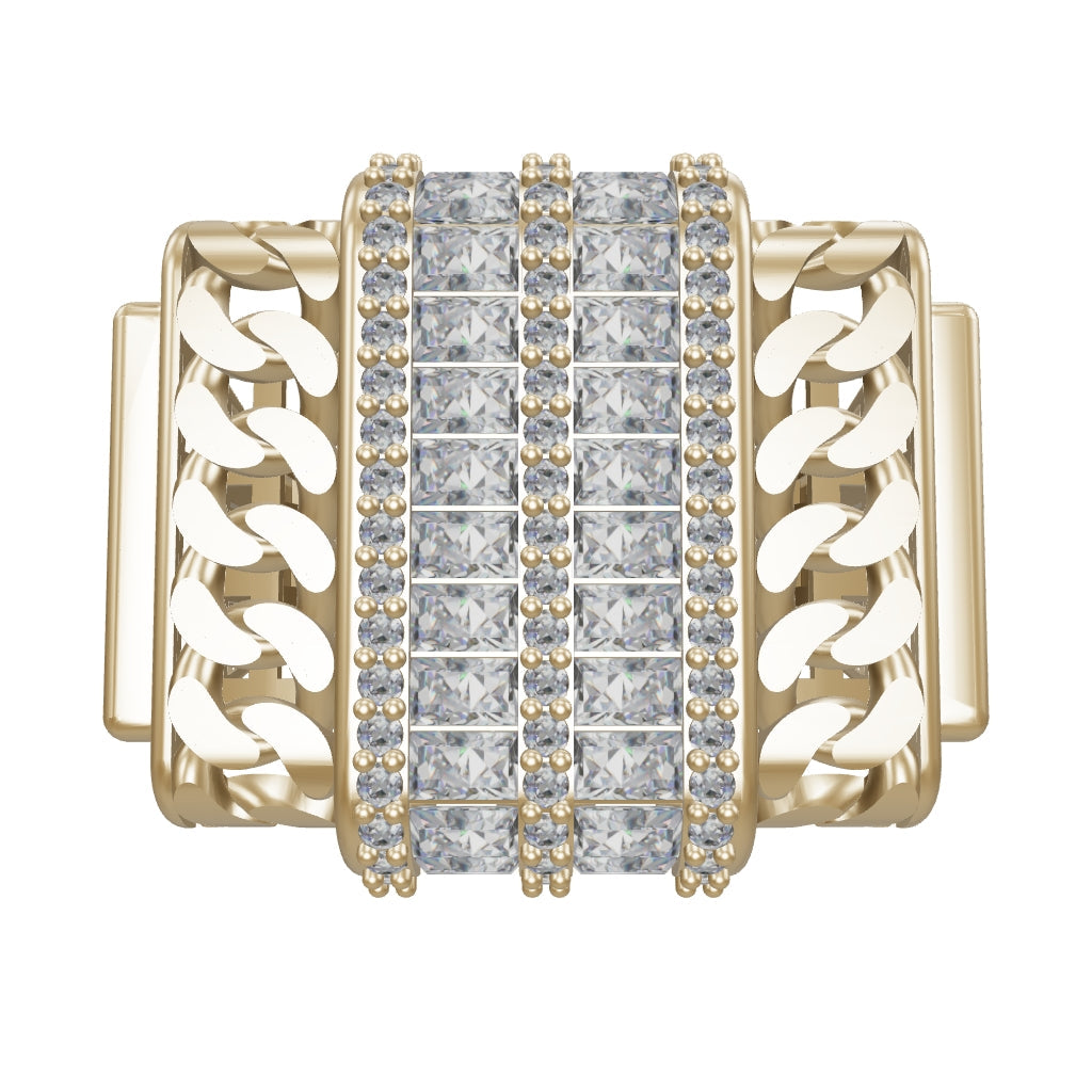 Baguette Stone Chain Form Ring in 14K Gold