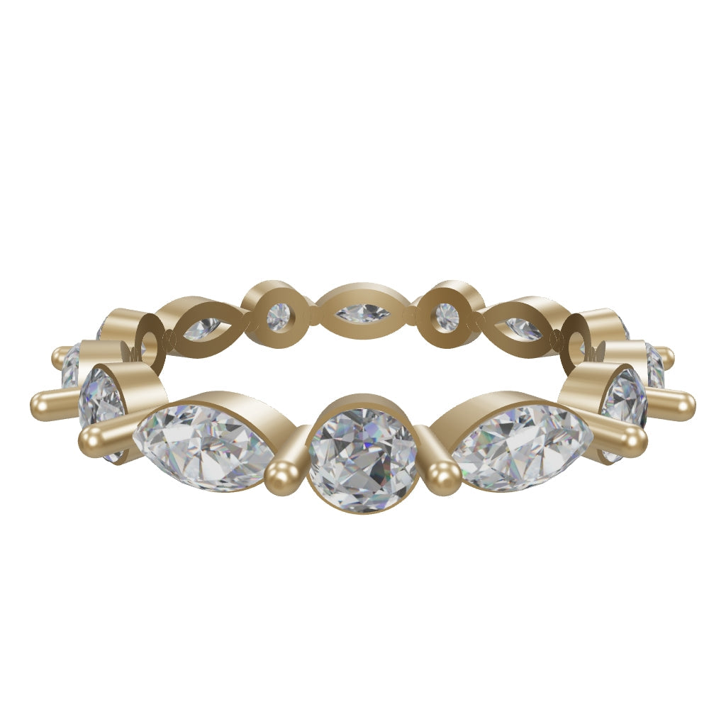 Marquise & Round-Cut Stone Eternity Ring in 14K Gold