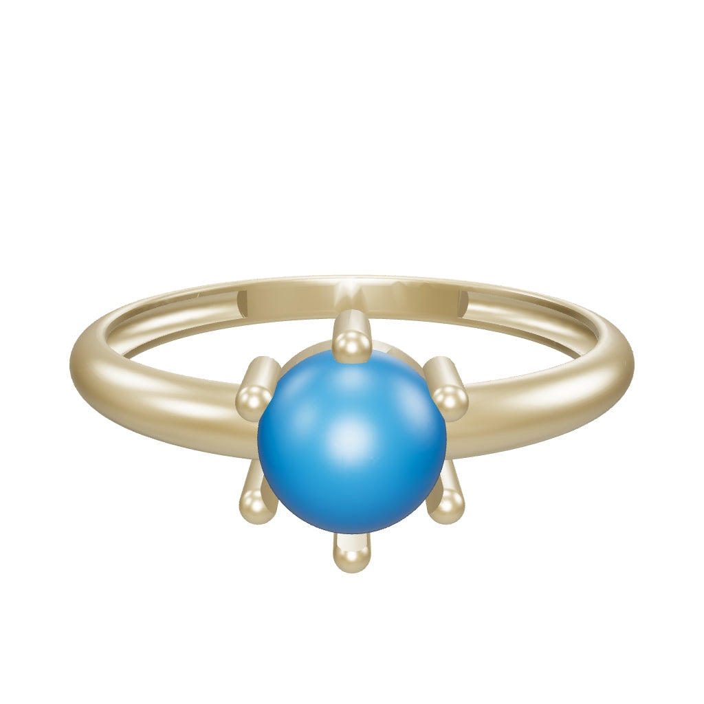 Round Turquoise Stone Minimal Ring in 14K Gold