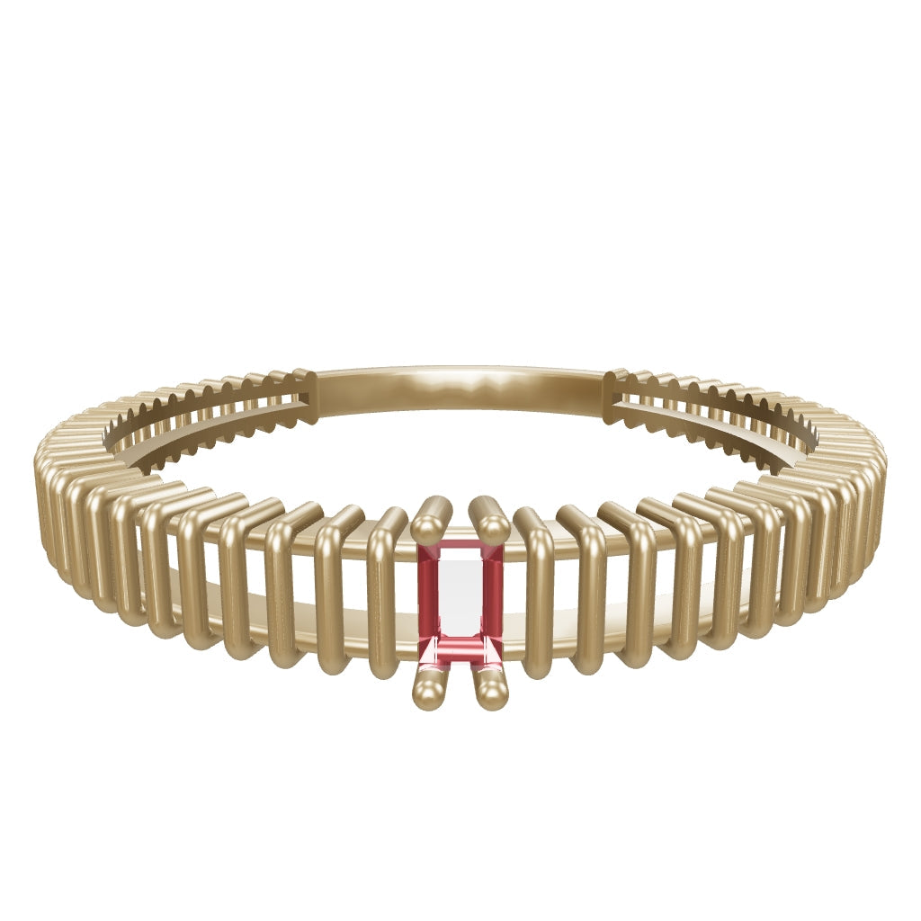 Baguette Multicolor Stone Ring in 14K Gold