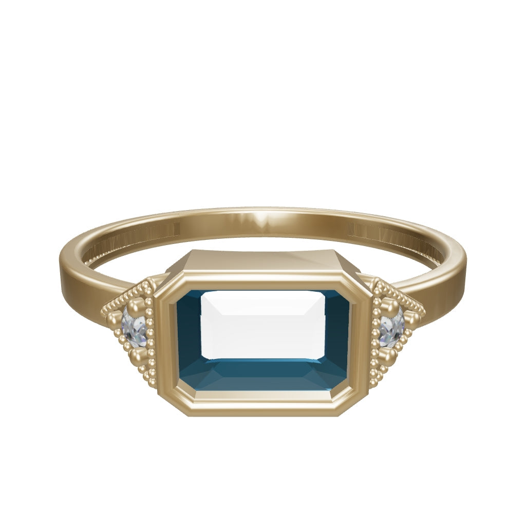 Blue Stone Vintage Ring in 14K Gold