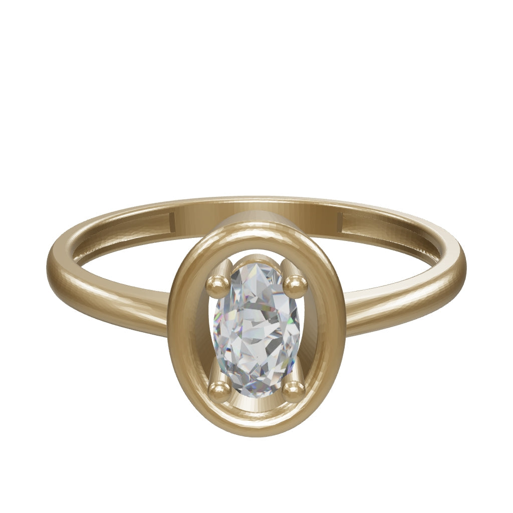 Oval Cut Stone Minimal Ring in 14K Gold