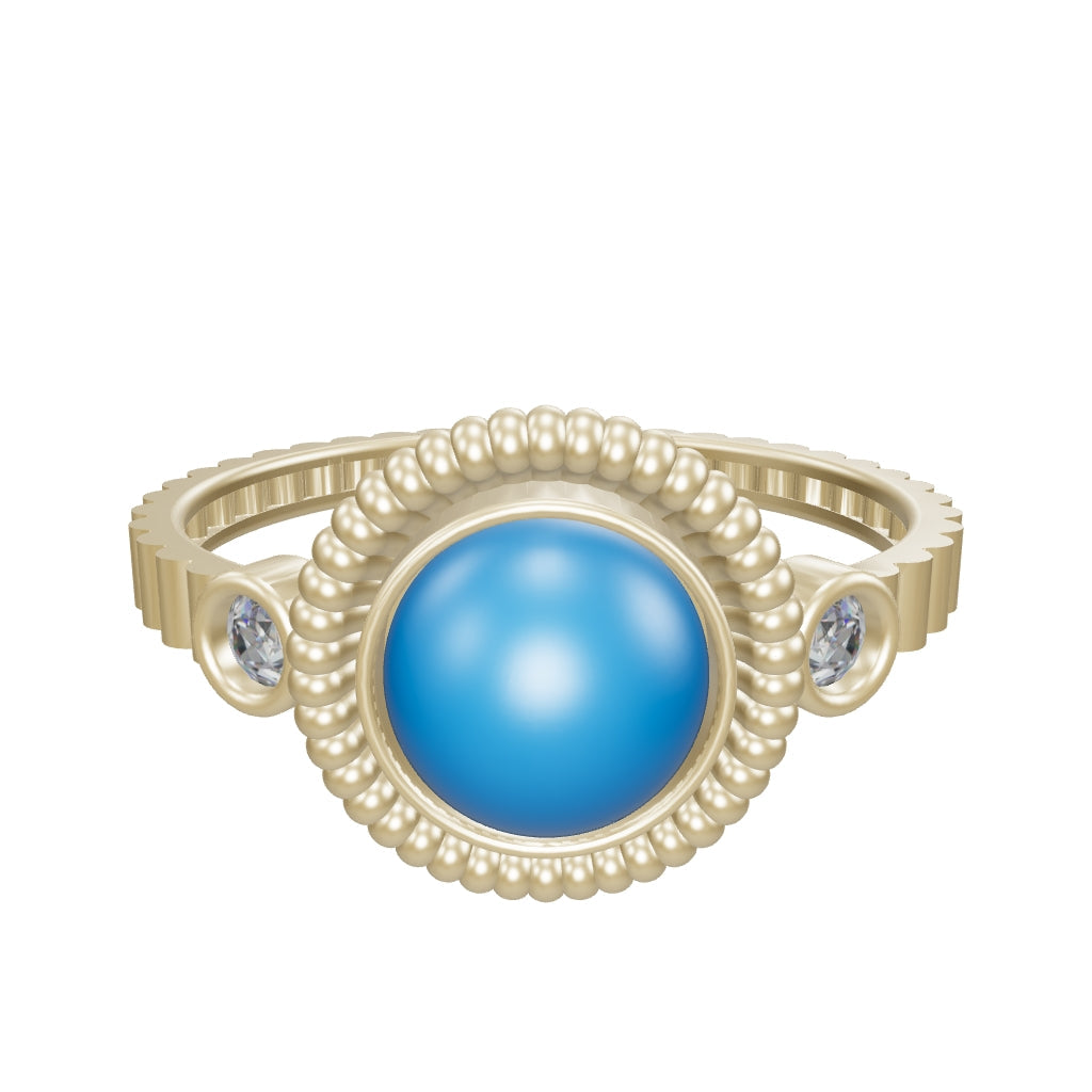 Turquoise Stone Vintage Ring in 14K Gold