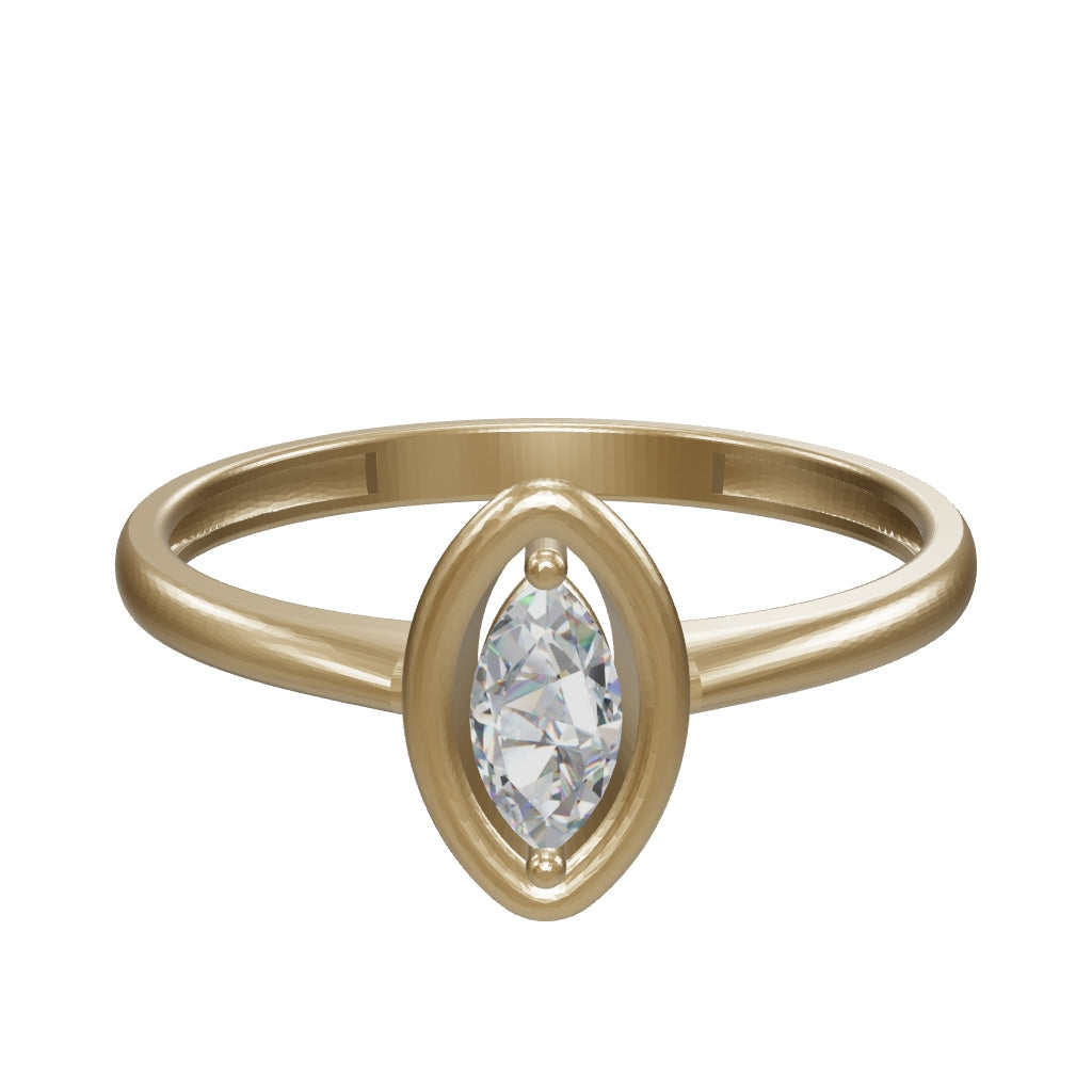 Marquise Cut Stone Minimal Ring in 14K Gold