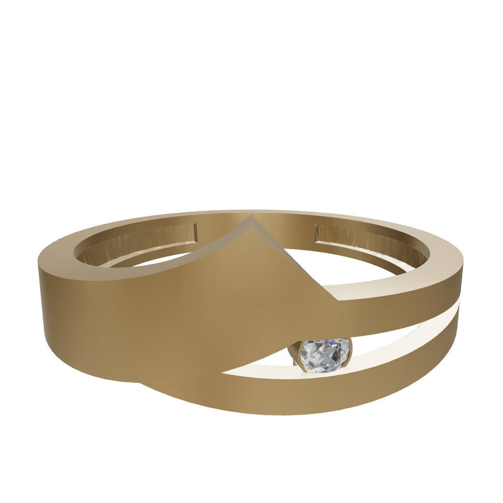 Modern Geometric Solitaire Ring in 14K Gold