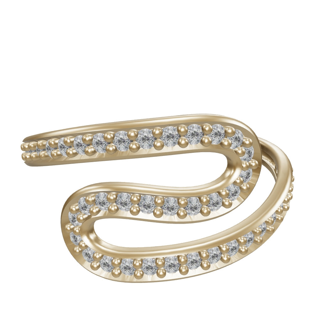 Curved Diamond-Inspired Ring in 14K Gold