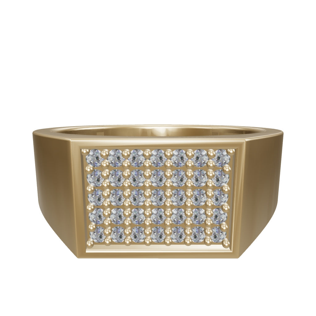 Diamond-Inspired Row Rectangular Ring in 14K Gold