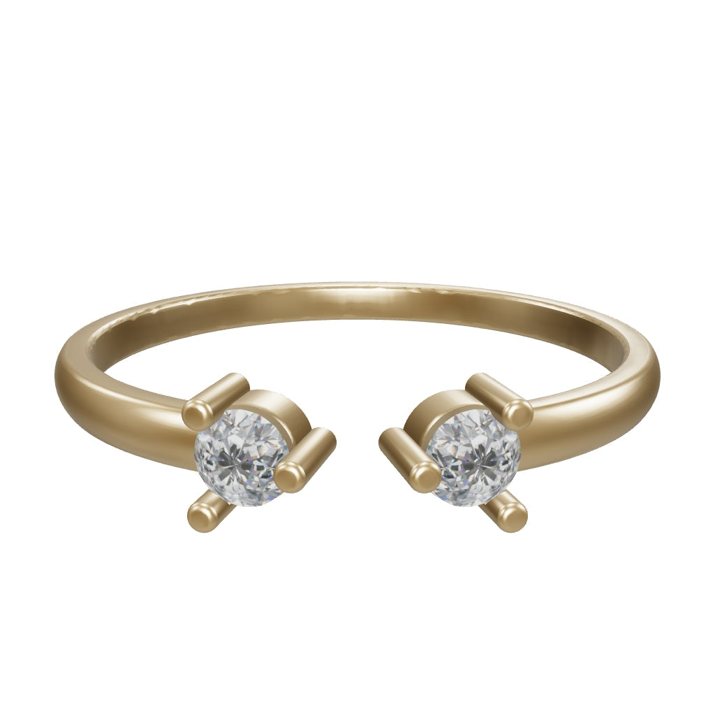 Double Minimal Stone Ring in 14K Gold