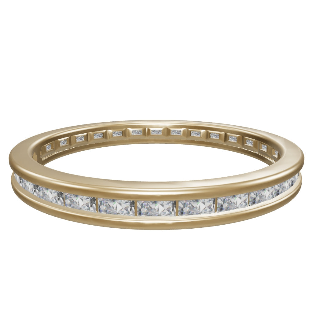 Kanal Row Baguette Stone Ring in 14K Gold