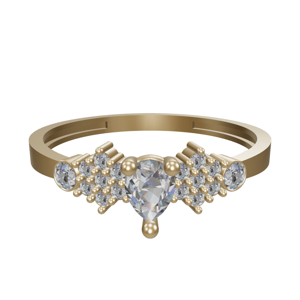 Pear-Cut Stone Trio Ring in 14K Gold