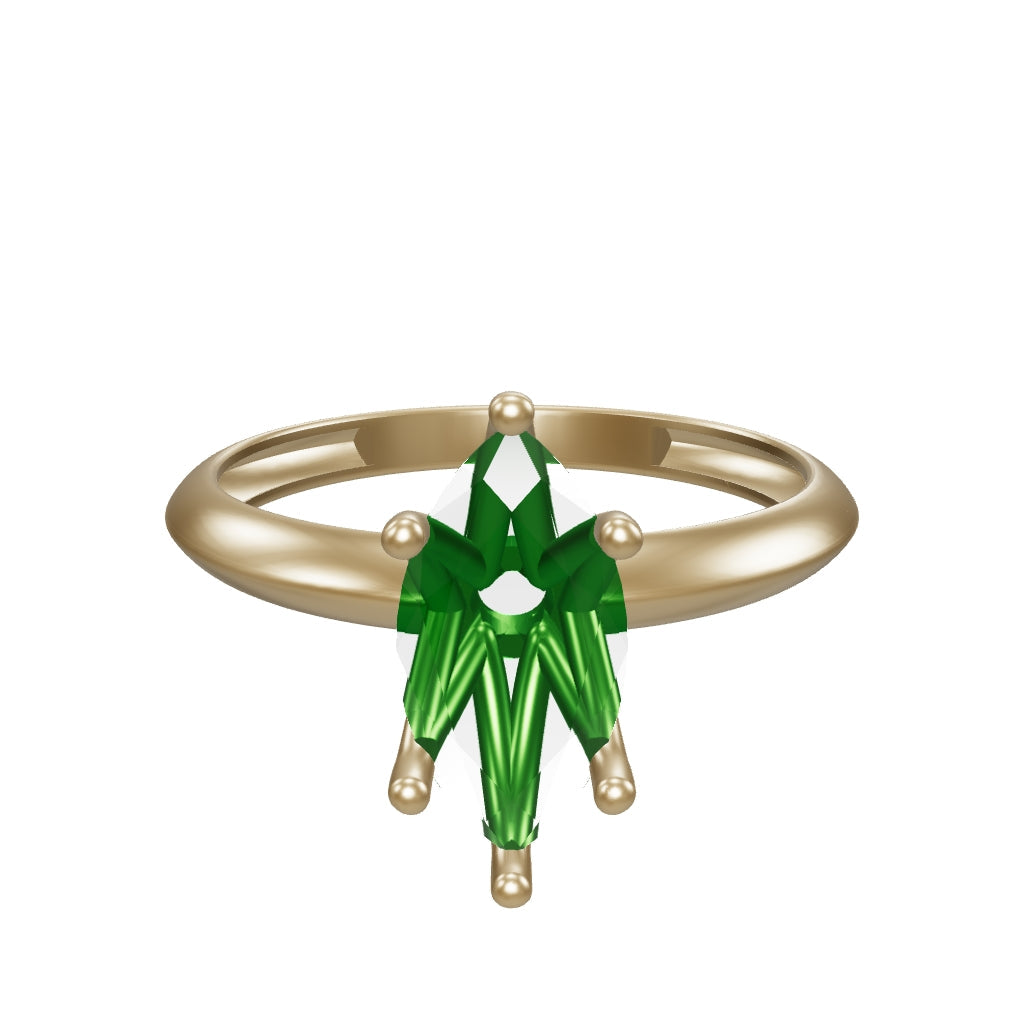 Drop Stone Cut Green Stone Minimal Ring in 14K Gold