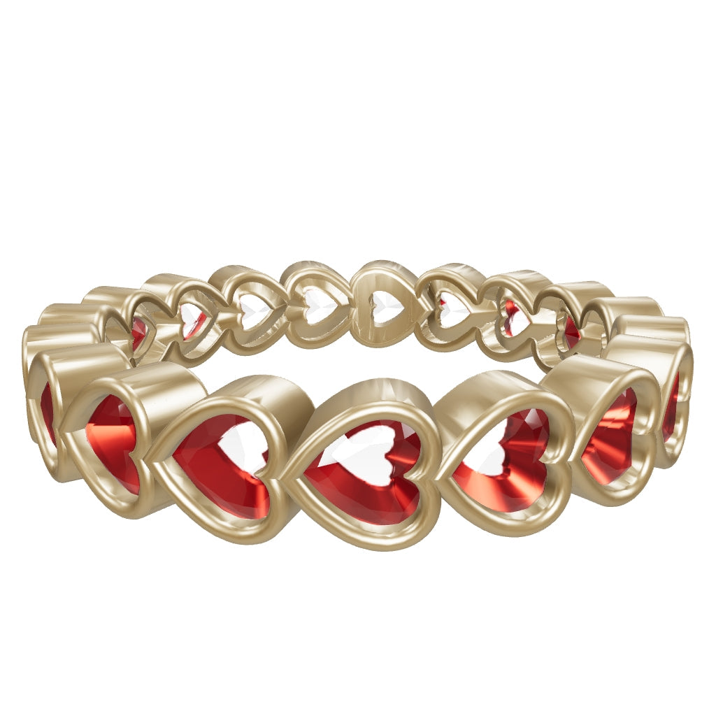 Heart Cut Ruby-Inspired Stone Romantic Ring in 14K Gold