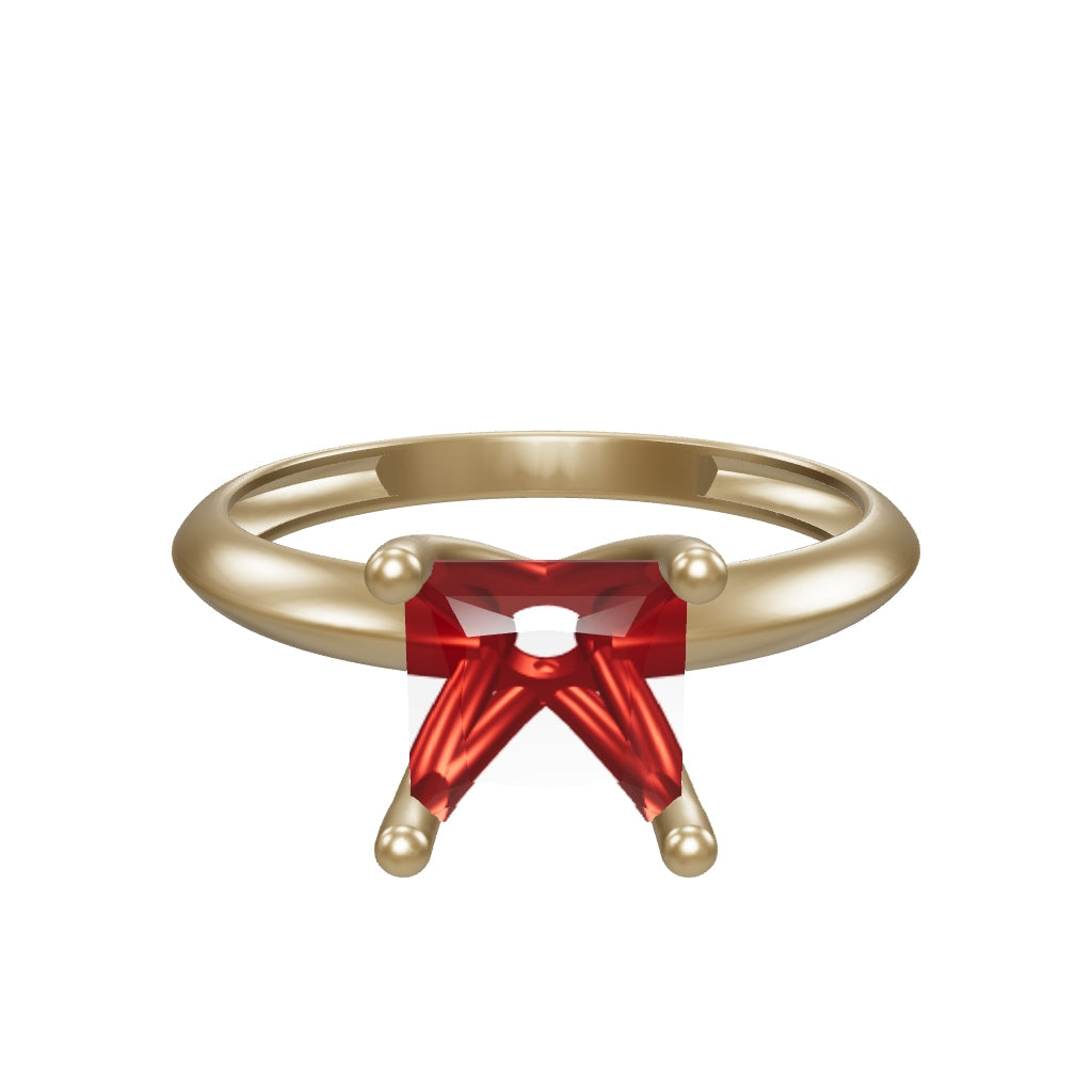 Prenses Cut Ruby-Inspired Stone Minimal Ring in 14K Gold