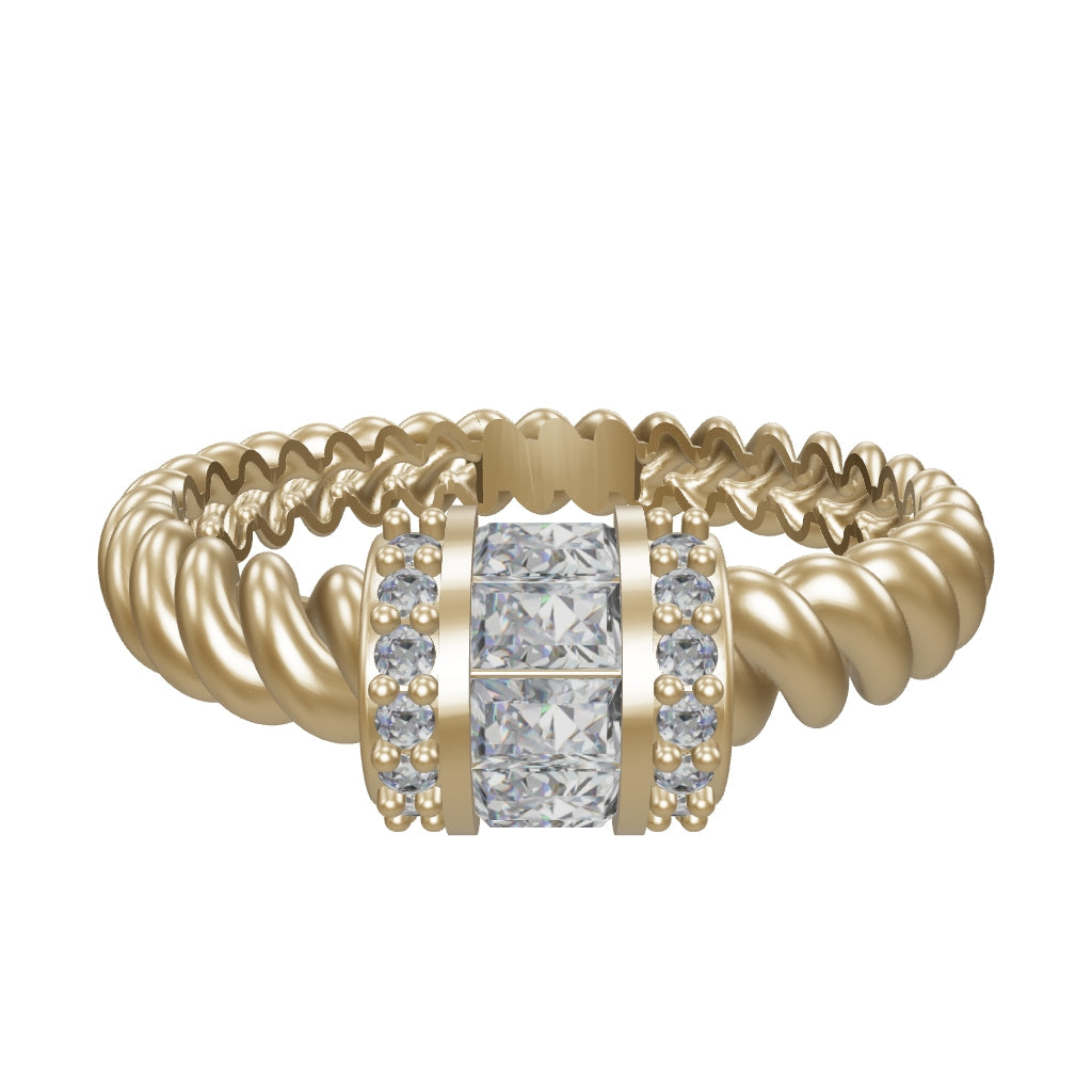 Baguette Stone Twisted Form Ring in 14K Gold