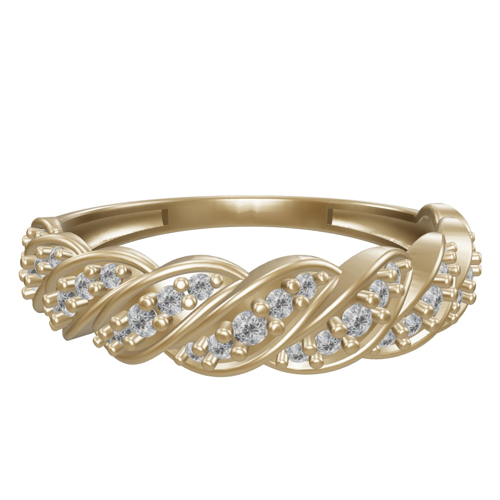 Twisted Diamond-Inspired Ring in 14K Gold