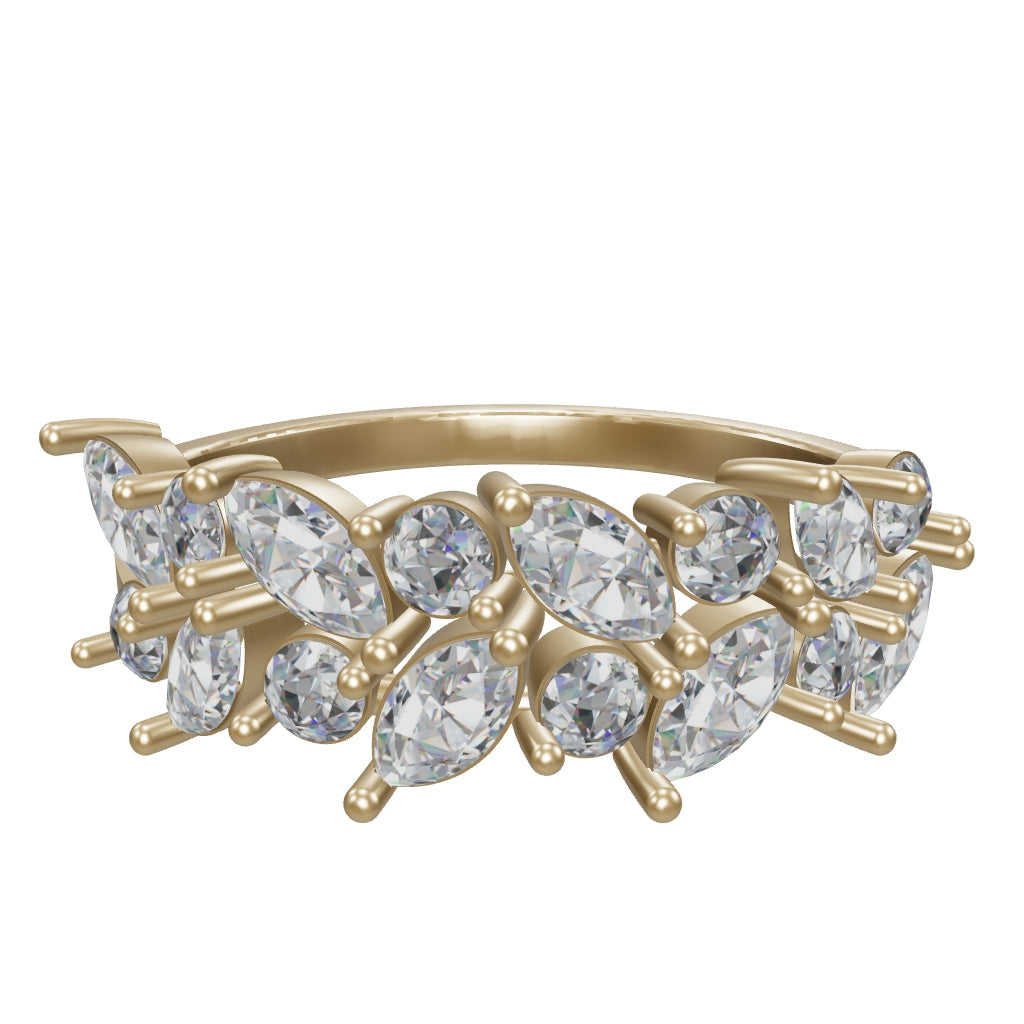 Marquise & Round-Cut Stone Ring in 14K Gold