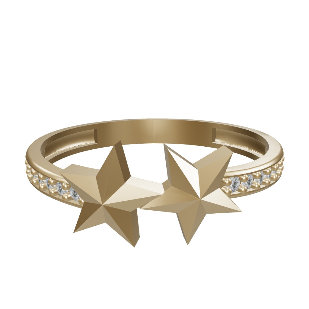 Star Motif Stone-Set Ring in 14K Gold