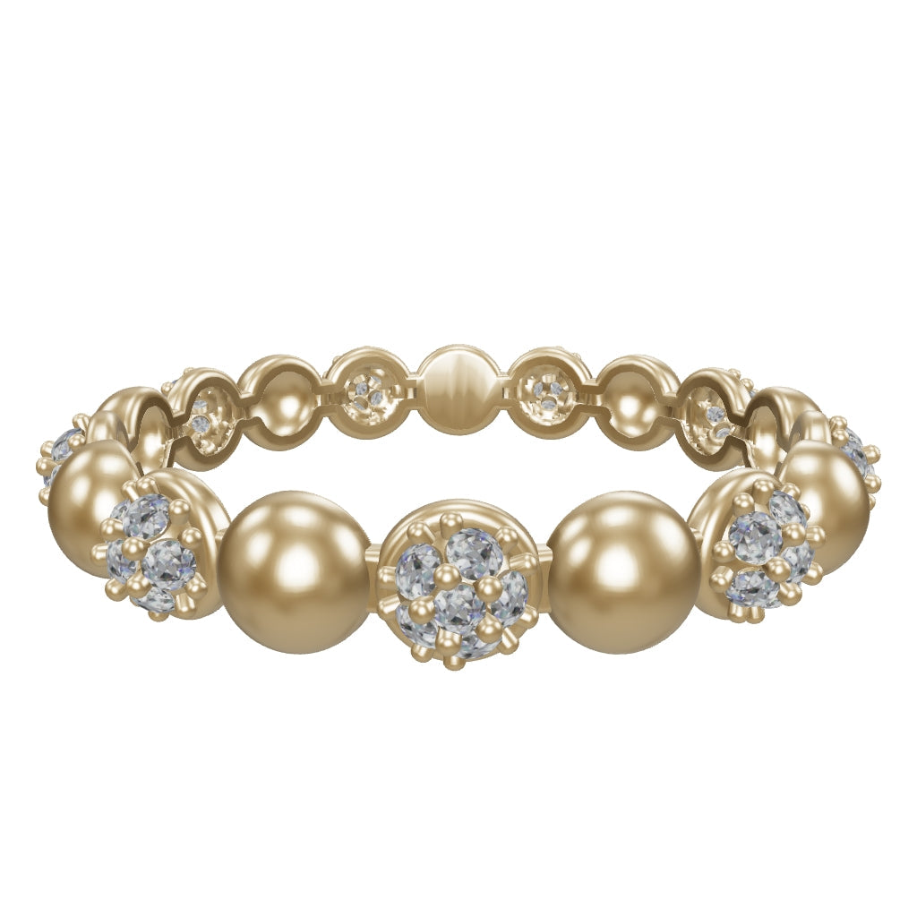 Domed Ball & Round-Cut Stone Ring in 14K Gold