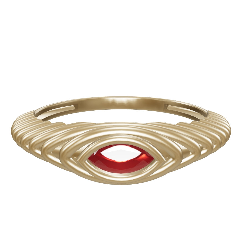 Marquise Cut Garnet Stone Vintage Ring in 14K Gold