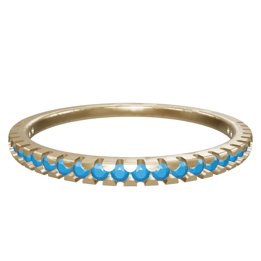 Turquoise Stone Minimal Eternity Ring in 14K Gold
