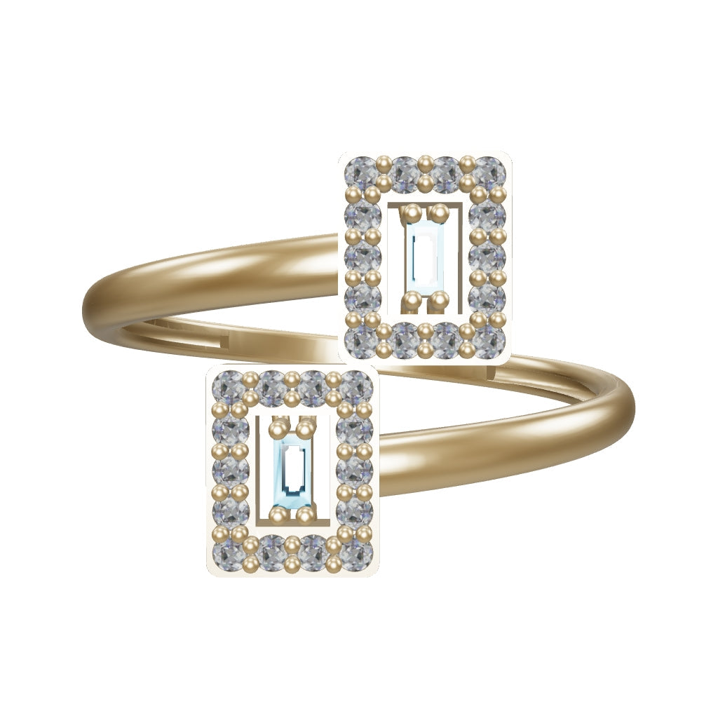 Baguette Sapphire-Inspired & Diamond-Inspired Ring in 14K Gold