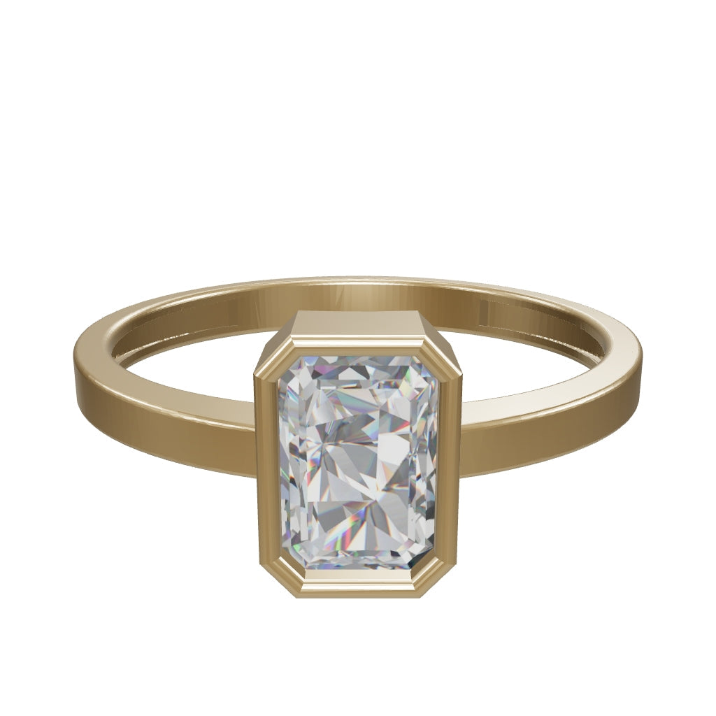 Rectangular Baguette Stone Minimal Ring in 14K Gold