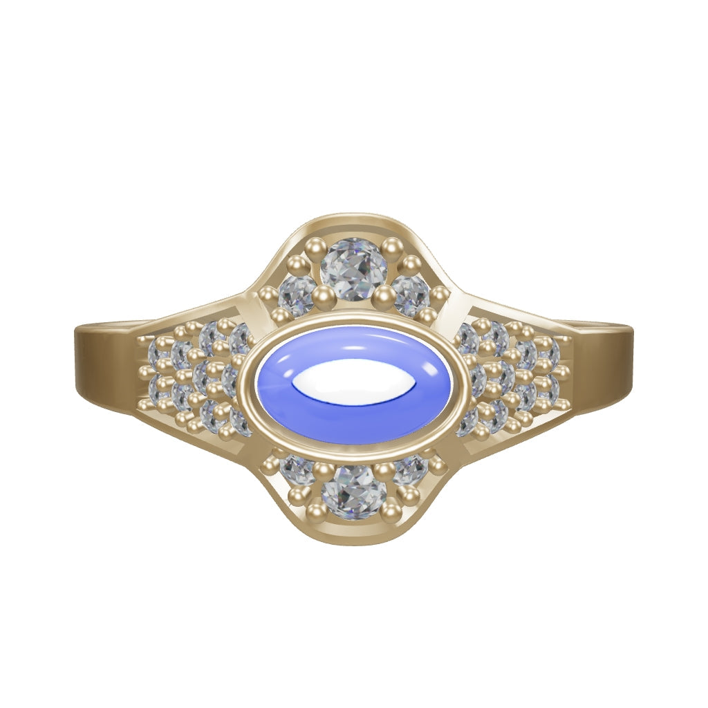 Vintage Oval Sapphire-Inspired Ring With Diamond-Inspired Accents in 14K Gold in 14K Gold