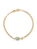 Multicolor Fish Enamel Kids Bracelet in 14K Gold by Elef Jewelry