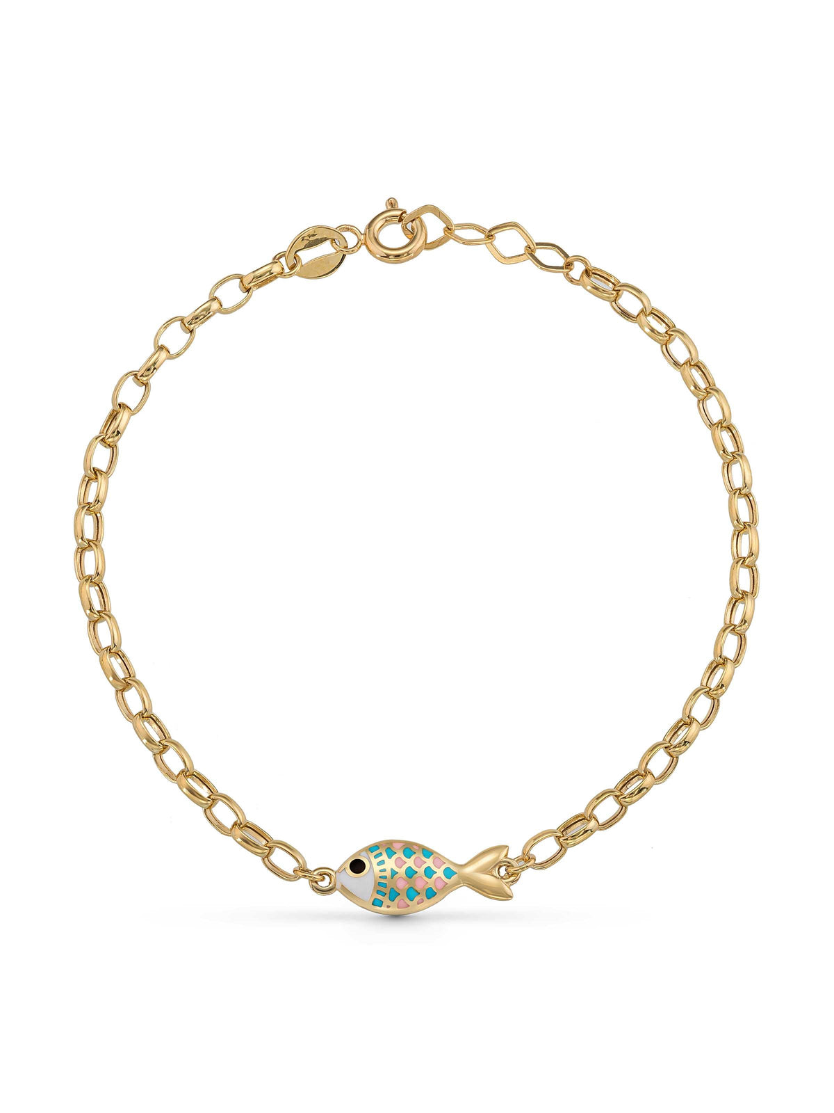 Multicolor Fish Enamel Kids Bracelet in 14K Gold by Elef Jewelry