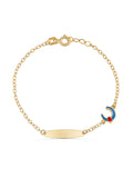 14K Gold Multicolor Horseshoe Kids Id Bracelet by Elef Jewelry