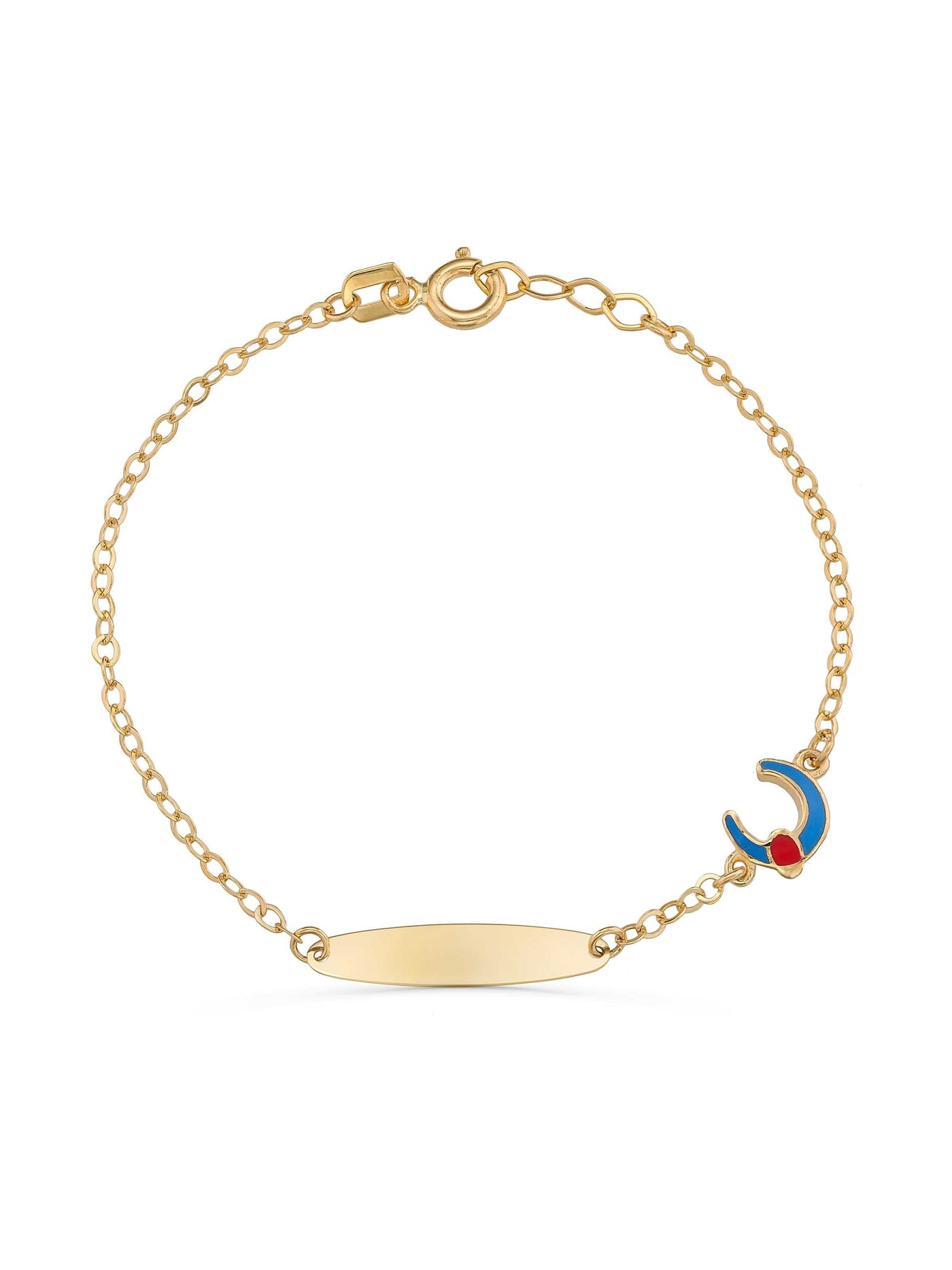 14K Gold Multicolor Horseshoe Kids Id Bracelet by Elef Jewelry