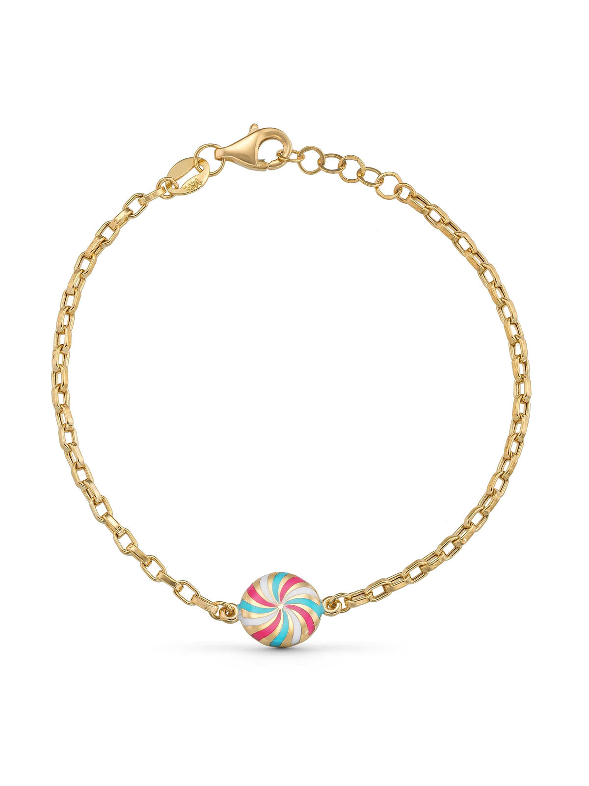 Multicolor Spiral Candy Enamel Kids Bracelet in 14K Gold by Elef Jewelry