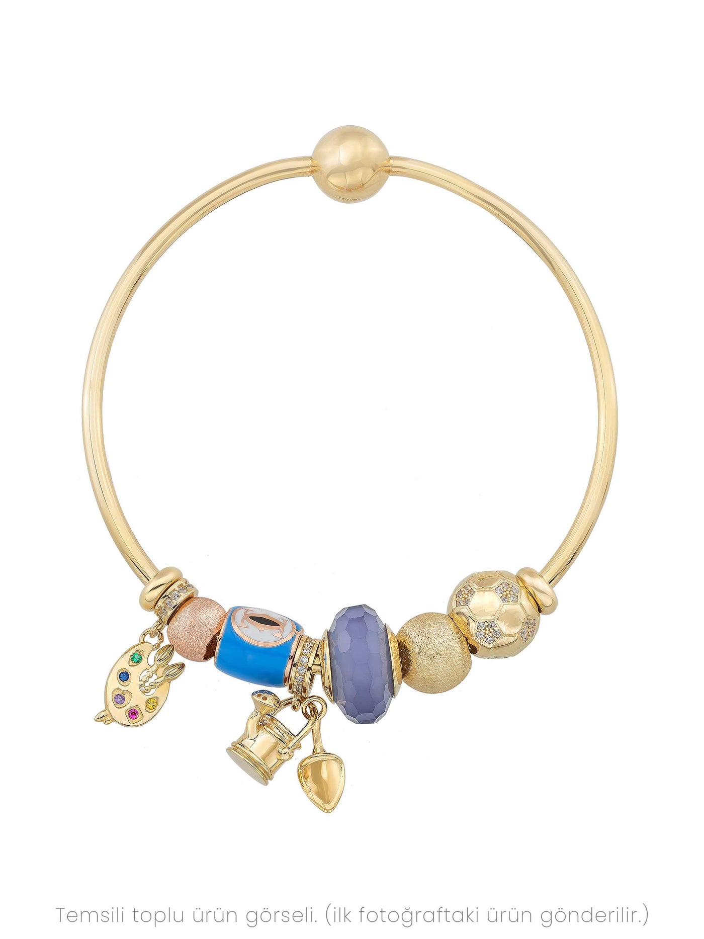 Multicolor Stone Artist Palette Charm in 14K Gold by Elef Jewelry