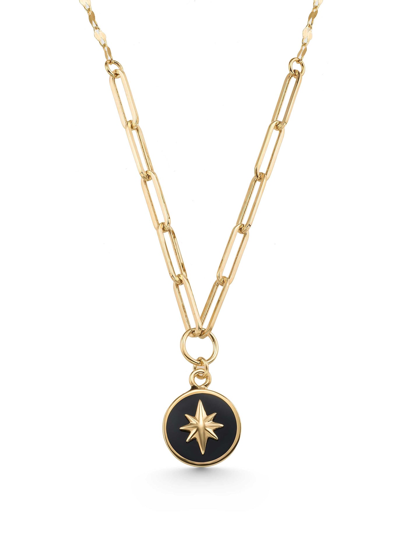 Retro Kuzey Star Enamel Necklace in 14K Gold by Elef Jewelry