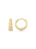 Relief Textured Serrated Earrings in 14K Gold by Elef Jewelry