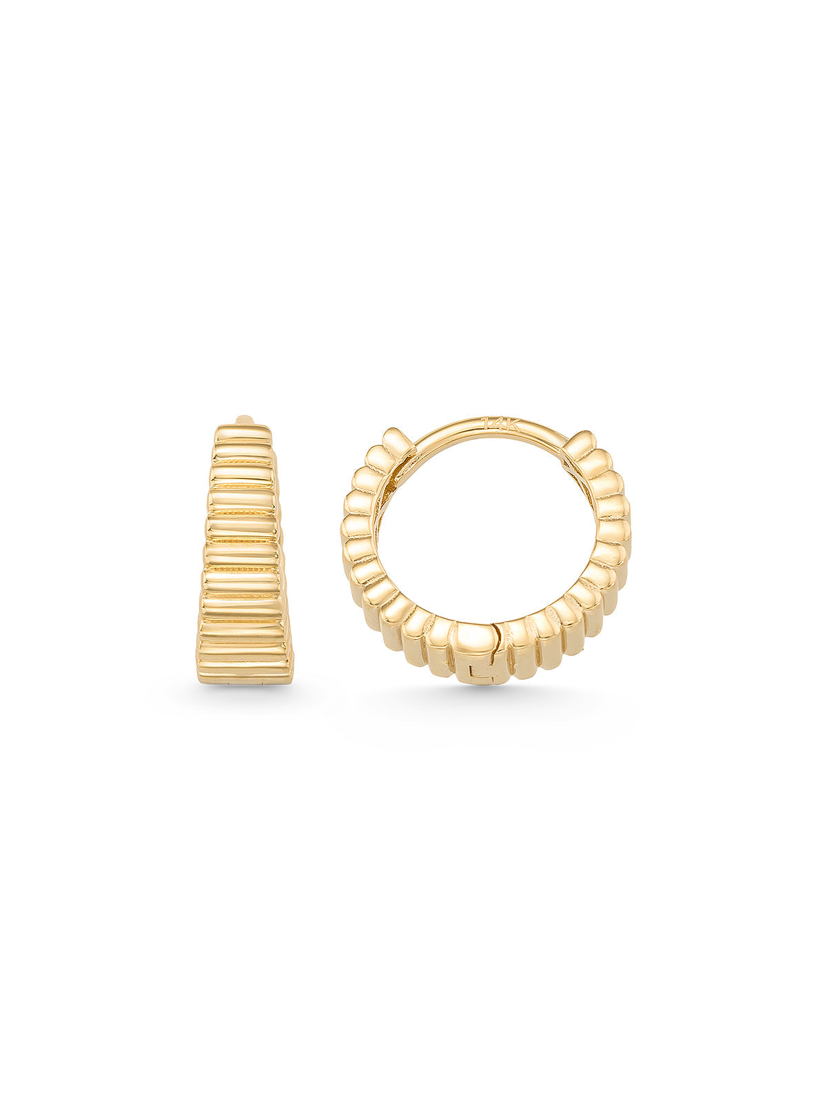 Relief Textured Serrated Earrings in 14K Gold by Elef Jewelry