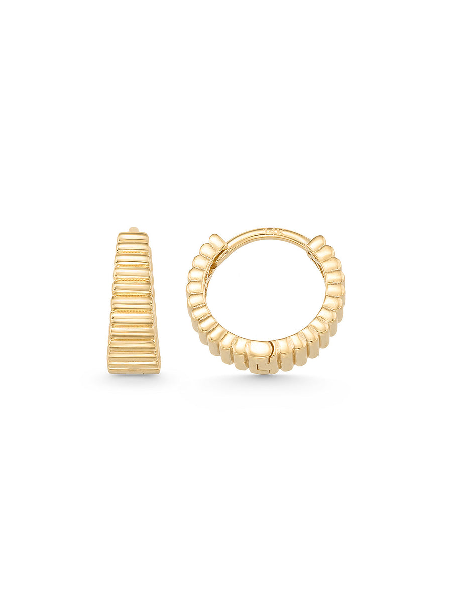 Relief Textured Serrated Earrings in 14K Gold