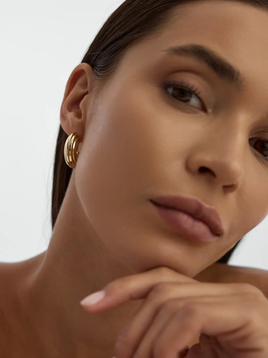 Relief Textured Half Form Earrings in 14K Gold
