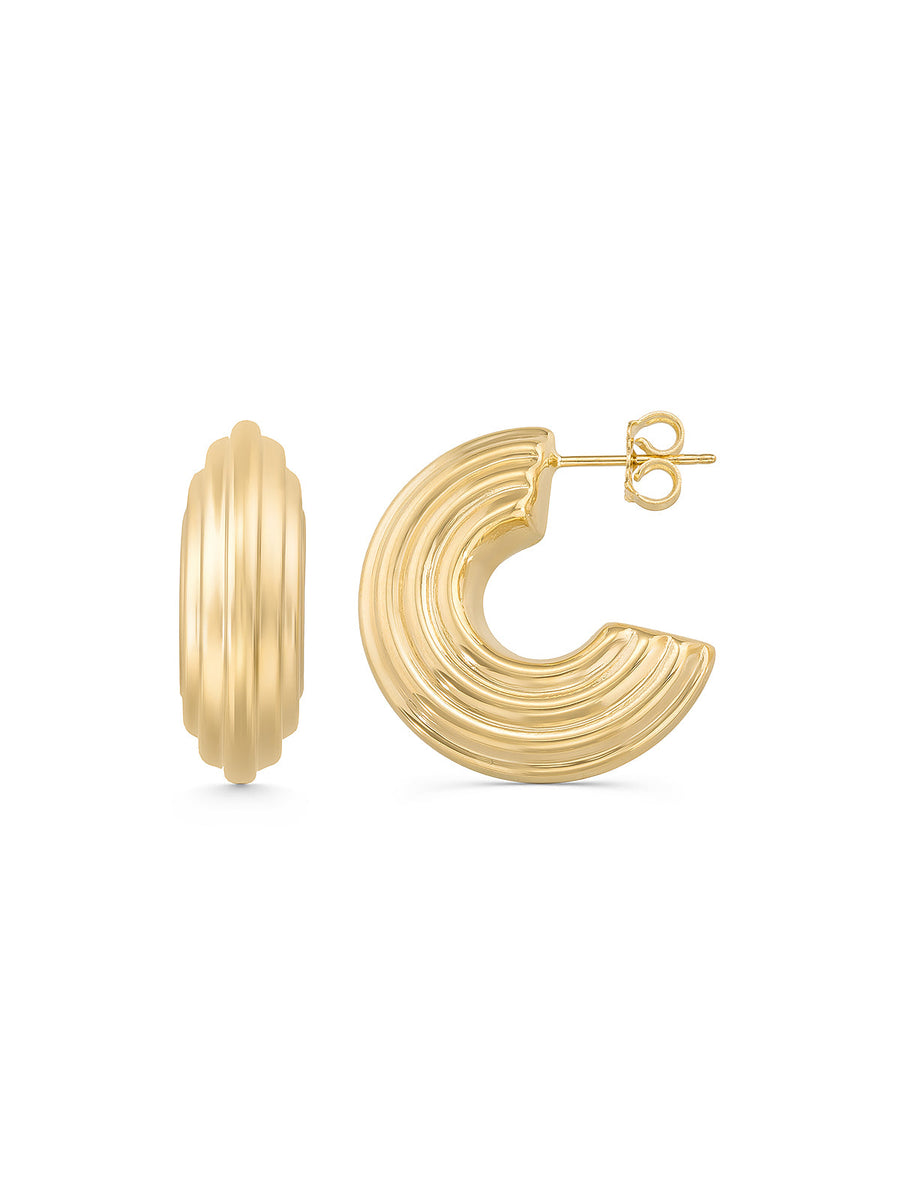 Relief Textured Half Form Earrings in 14K Gold