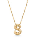 Letter S Classic Initial Necklace in 14K Gold by Elef Jewelry
