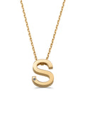 Letter S Stone Initial Necklace in 14K Gold by Elef Jewelry