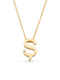 Letter S Stone Initial Necklace in 14K Gold by Elef Jewelry