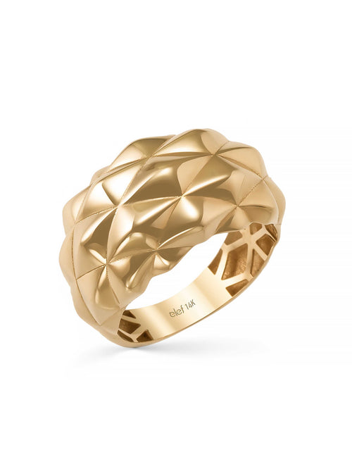 Classic Geometric Form Ring in 14K Gold by Elef Jewelry