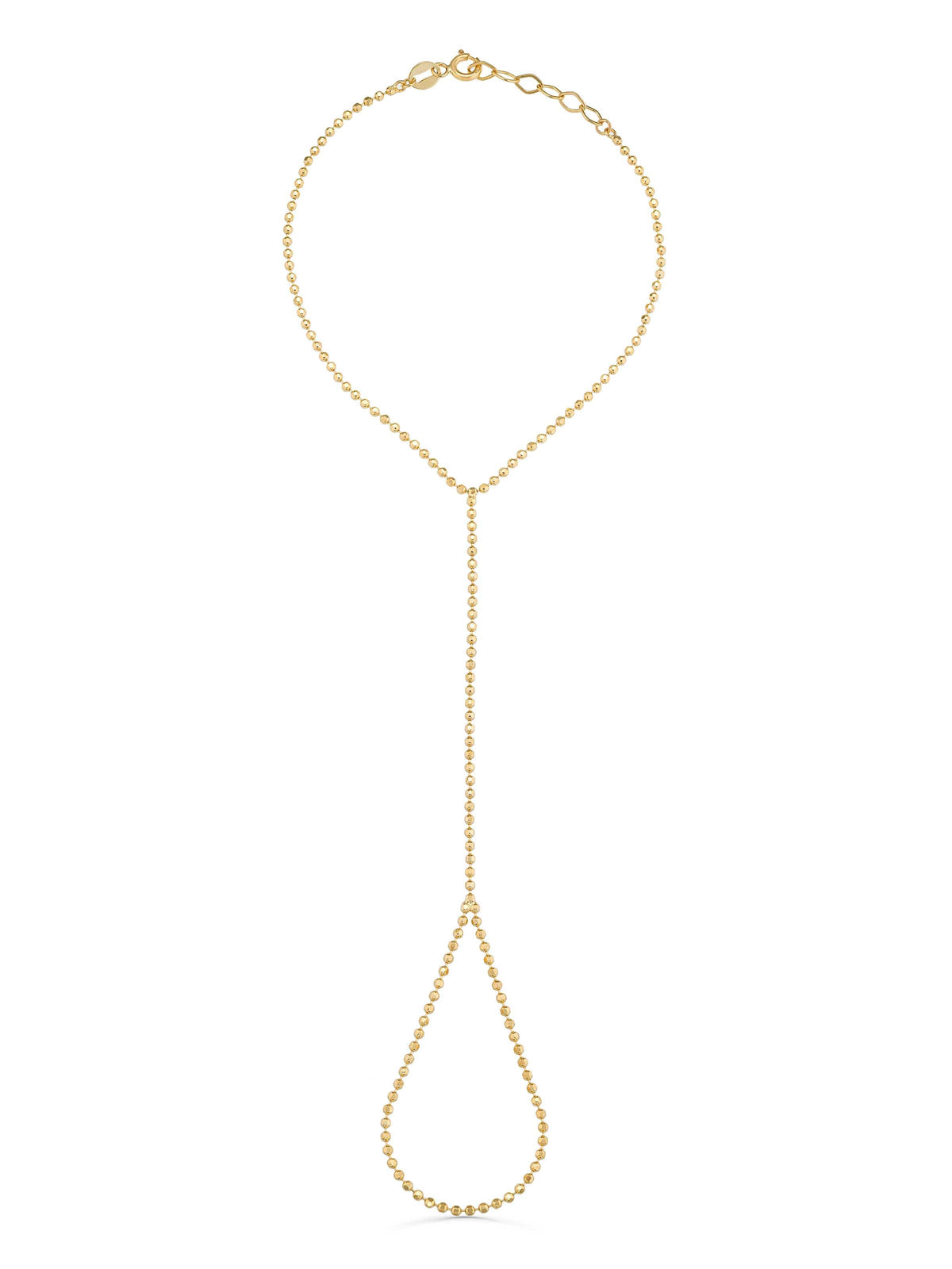 Classic Round Ball Chain Hand Chain in 14K Gold by Elef Jewelry