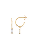 Drop Baguette Stone Accents Earrings in 14K Gold by Elef Jewelry