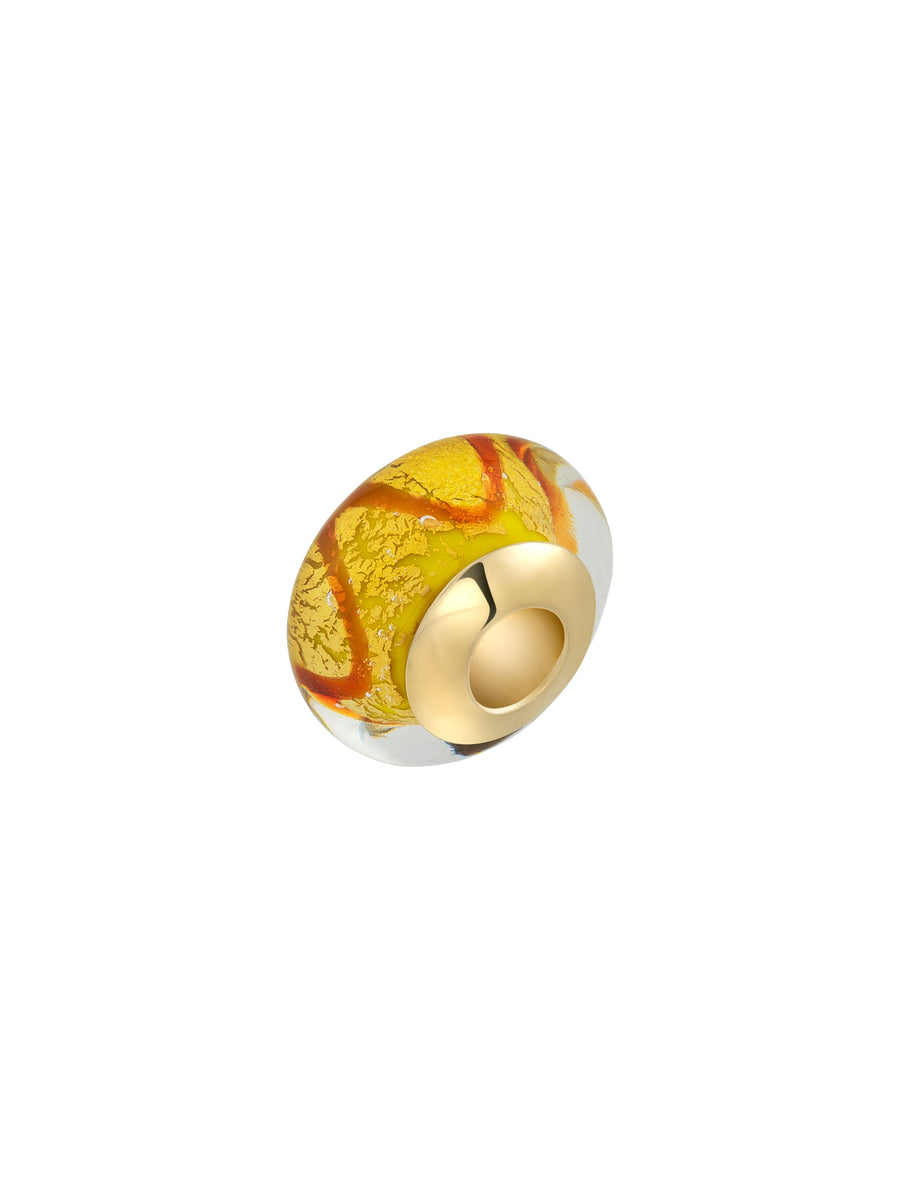Yellow Gold Effect Murano Glass Charm in 14K Gold