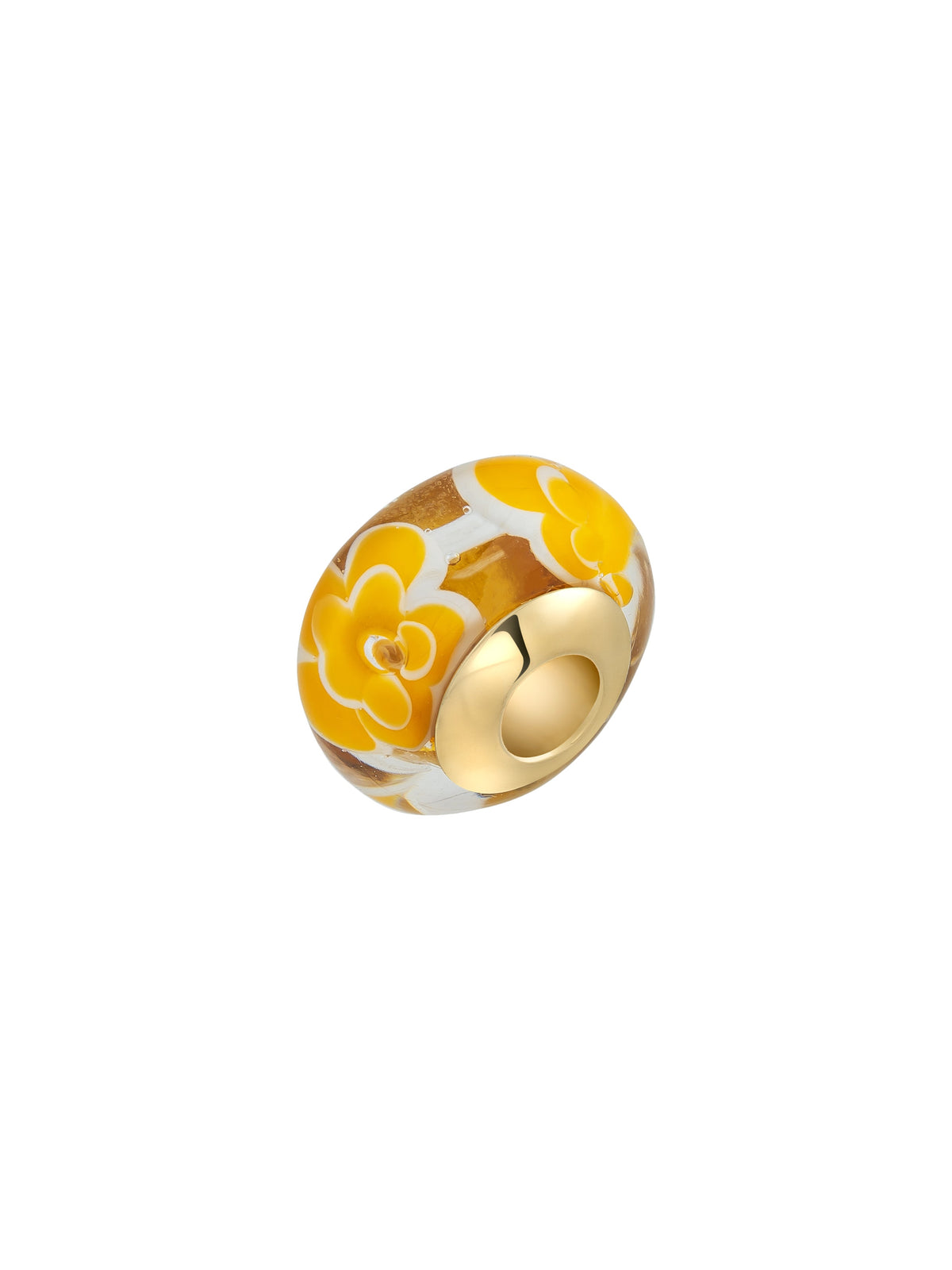 Yellow Flower Murano Glass Charm in 14K Gold by Elef Jewelry